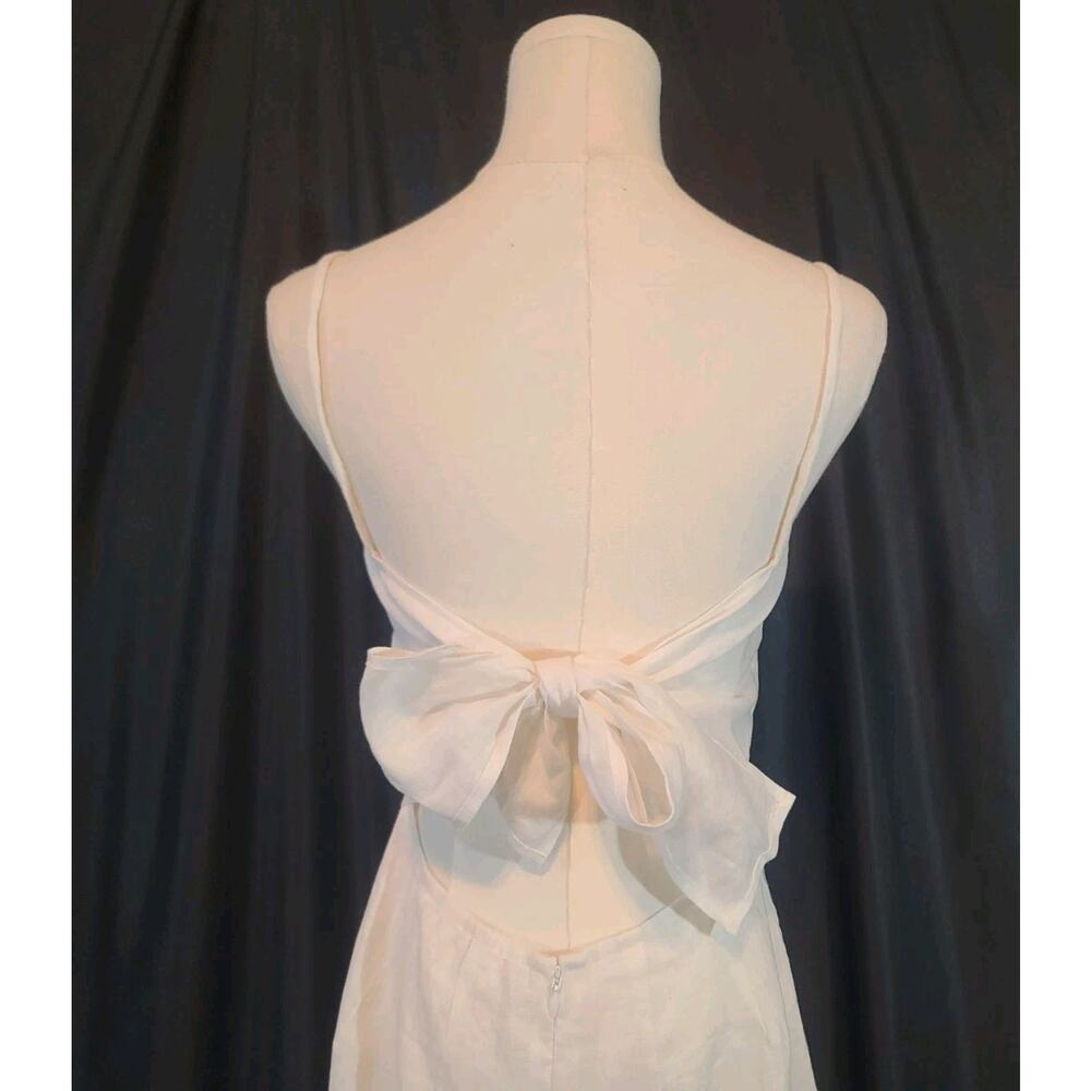 MIKOH Pakala White Linen Mini Dress Back Self Tie Bow 2 US Medium - Picture 9 of 11